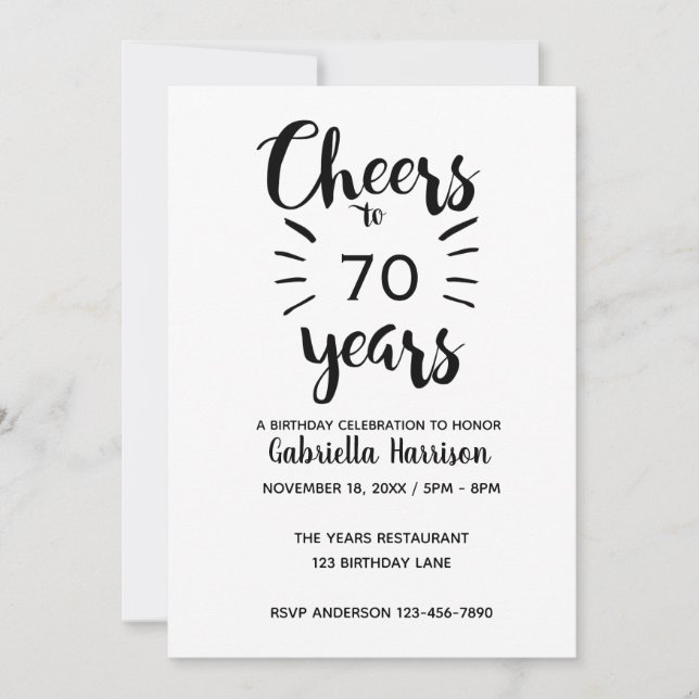 Minimalist 70th Birthday Invitation (Front)