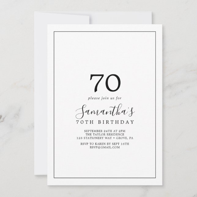 Minimalist 70th Birthday Invitation (Front)
