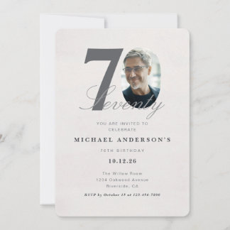 Minimalist 70th Year Birthday Invitation