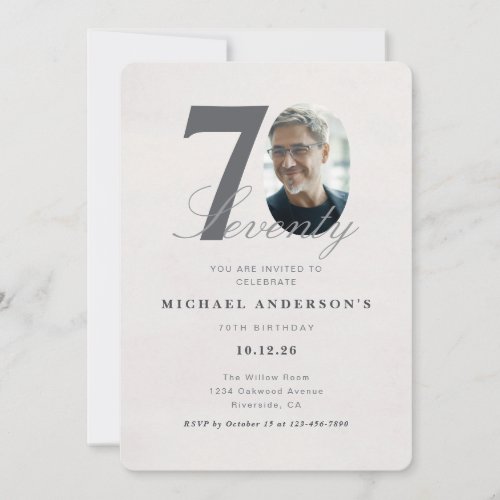 Minimalist 70th Year Birthday Invitation