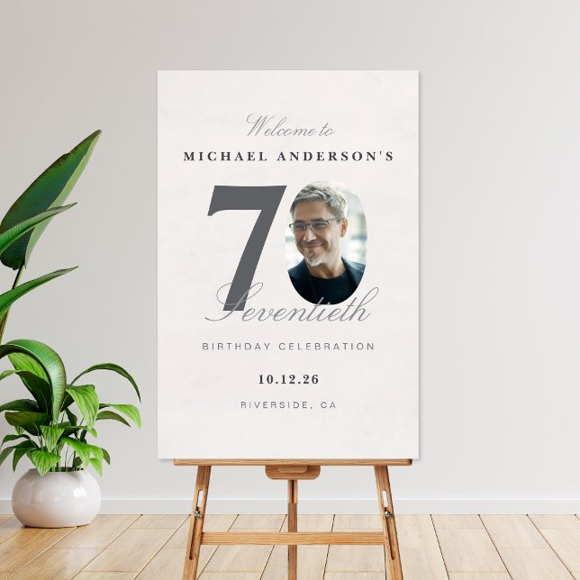 Minimalist 70th Year Birthday Party Sign (Creator Uploaded)