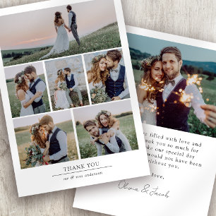 Minimalist 7 Photo Wedding Thank You Card