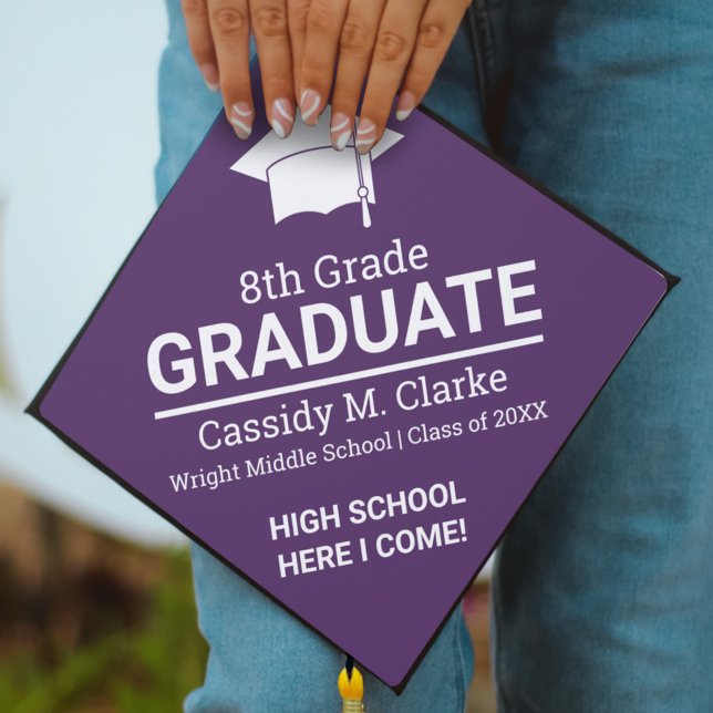 Minimalist 8th Grade Graduation Graduation Cap Topper (Creator Uploaded)