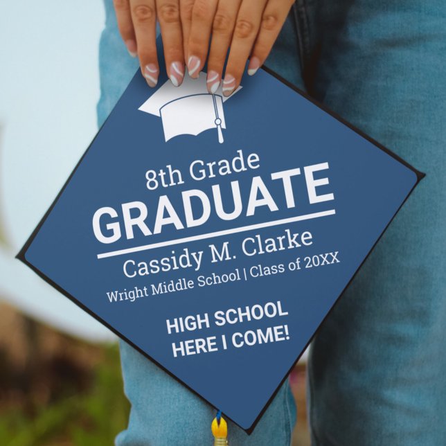 Minimalist 8th Grade Graduation Graduation Cap Topper (Creator Uploaded)