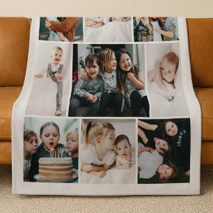 Minimalist 9 Photo Collage Gift Fleece Blanket