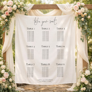 Minimalist 9 Table Wedding Seating Chart Tapestry