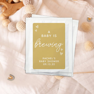 Minimalist A Baby Is Brewing Tea or Coffee Favor Bag Drink Mix