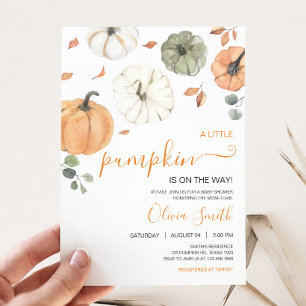 Minimalist A Little Pumpkin Baby Shower Invitation