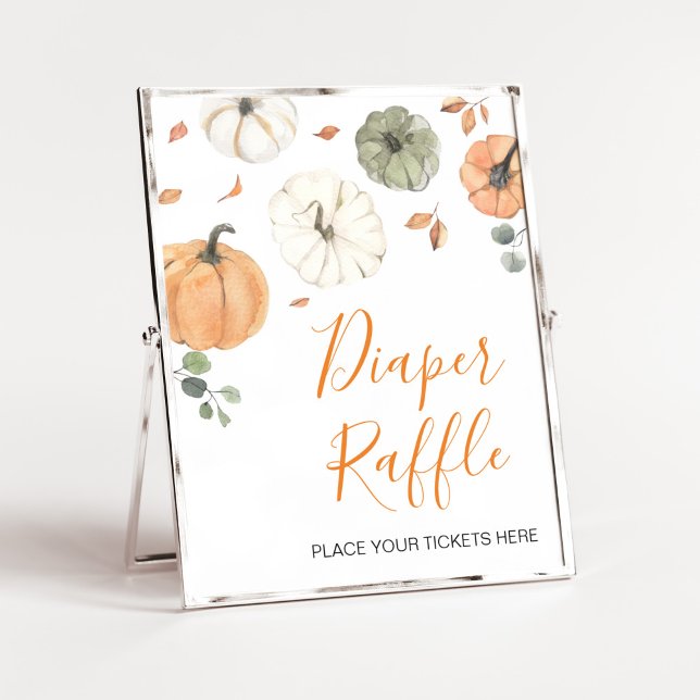 Minimalist A Little Pumpkin Diaper Raffle Poster (A Little Pumpkin Baby Shower Diaper Raffle Sign)