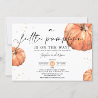 Minimalist A Little Pumpkin Fall Baby Shower Invitation