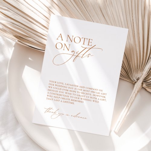 Minimalist A Note On Gifts  Wedding Wishing Well Enclosure Card