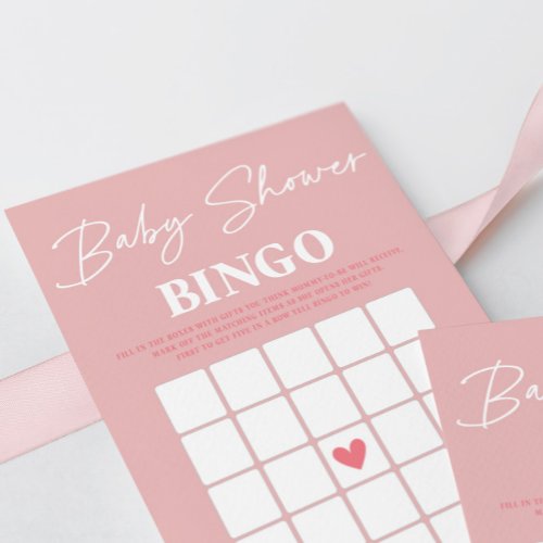 Minimalist A Sweet Girl Baby Shower Bingo  Invitation