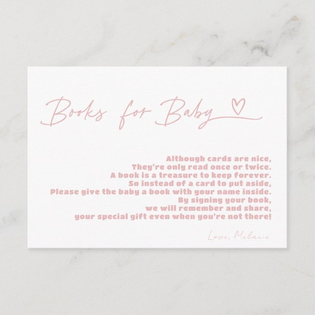Minimalist A Sweet Girl Baby Shower Book Request Enclosure Card (Front)
