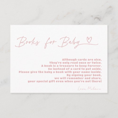 Minimalist A Sweet Girl Baby Shower Book Request Enclosure Card