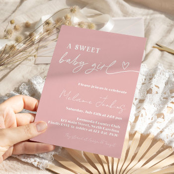 Minimalist A Sweet Girl Baby Shower Invitation by YourMainEvent at Zazzle