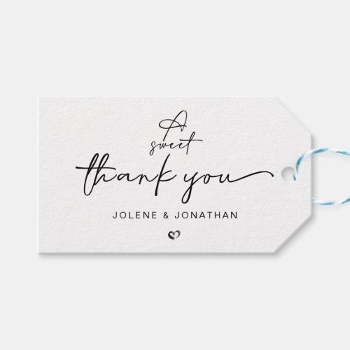 Minimalist A Sweet Thank You Black and White  Gift Gift Tags