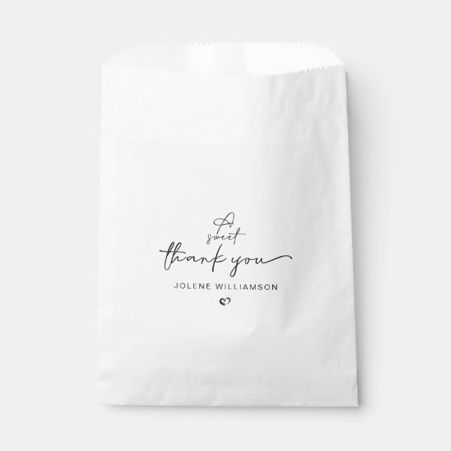 Minimalist A Sweet Thank You Script Heart Favor Bag (Front)
