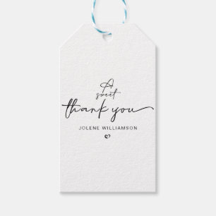 Minimalist A Sweet Thank You Script Heart Gift Tags