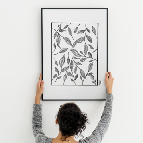 Minimalist Abstract Art Print Leaf Wall Decor