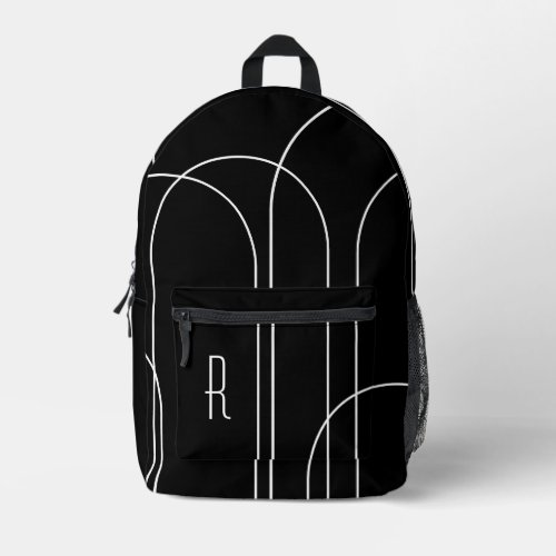 Minimalist Abstract Black Monogram  Printed Backpack