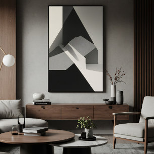 Minimalist Abstract Black White Gray Poster
