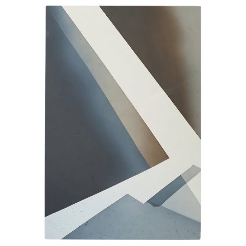 Minimalist Abstract Blue Gray Beige Metal Print