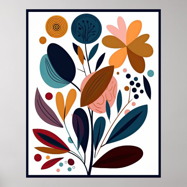 Minimalist Abstract Boho Floral Poster (Front)