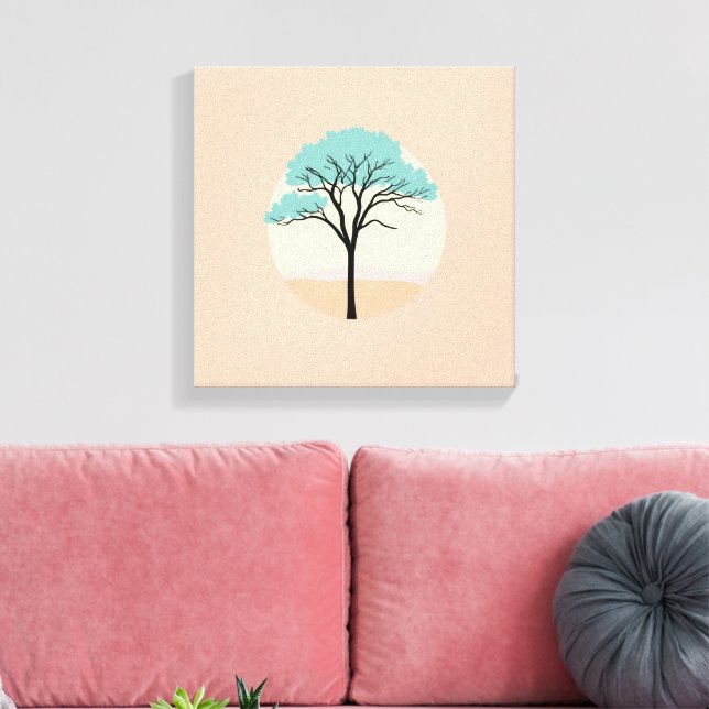 Minimalist Abstract Botanical Plant Faux Canvas Print (Insitu(LivingRoom))