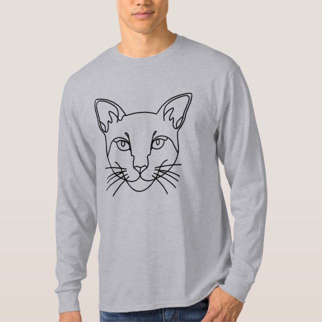 Minimalist Abstract Cat Line Art T-Shirt (Front)