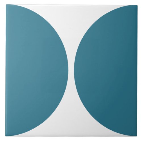 Minimalist Abstract Circle teal blue and white Ceramic Tile