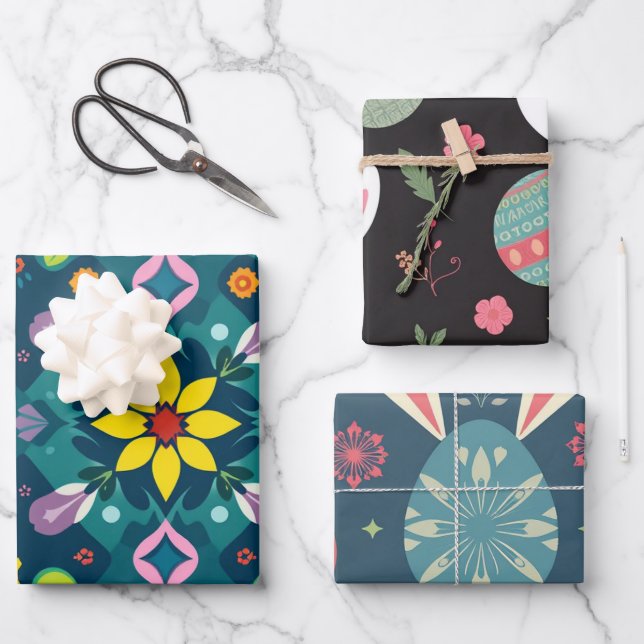 Minimalist Abstract Easter Egg Wrap Wrapping Paper Sheets (Front)
