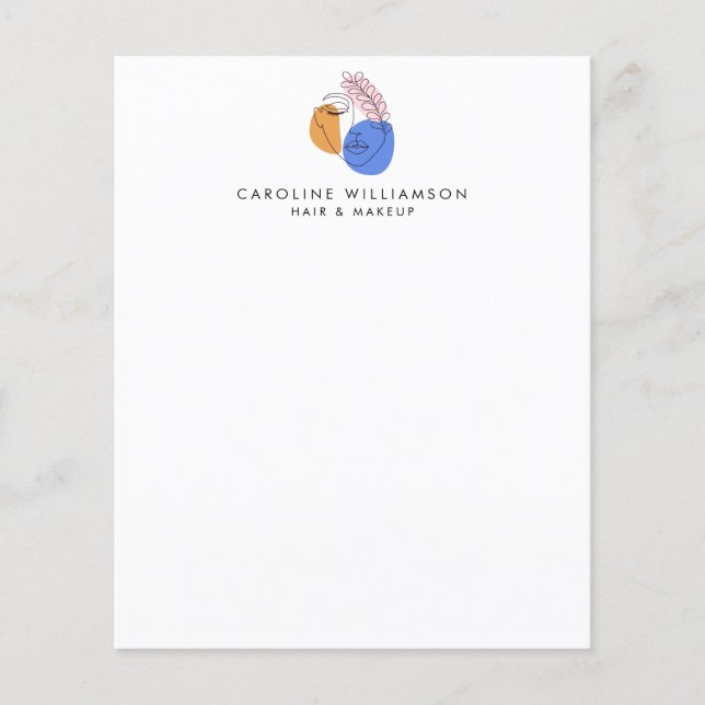 Minimalist Abstract Face Line Art Business Paper (Front)
