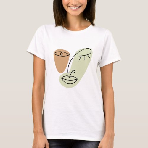 Minimalist Abstract Face Line Art T_Shirt