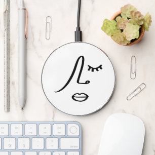Minimalist Abstract Face Modern Art Design Wireless Charger