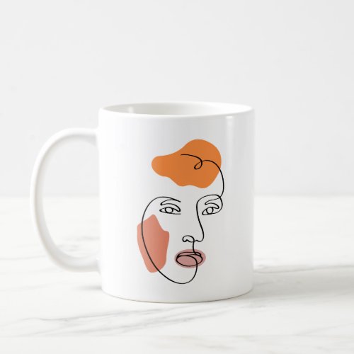 Minimalist Abstract Face Portrait Line Art  Coffee Mug