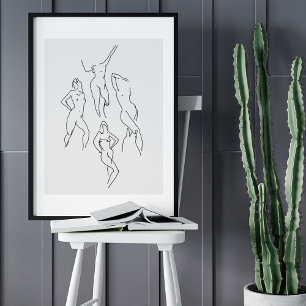 Minimalist Abstract Face Portrait Line Art Drawing Poster