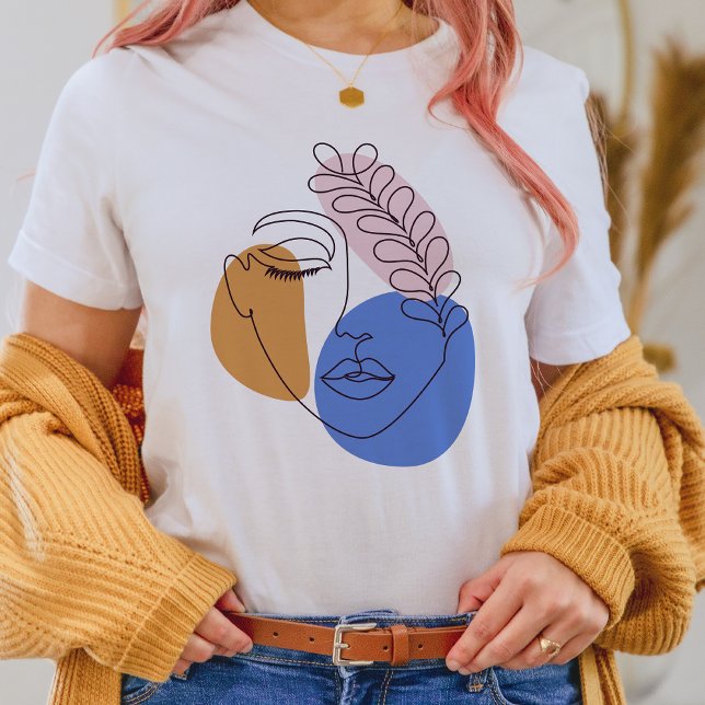 Minimalist Abstract Face Portrait Line Art Drawing T-Shirt (Creator Uploaded)