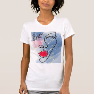 Minimalist Abstract Face Portrait Line Art Drawing T-Shirt