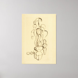 Minimalist Abstract Figurative Line Drawing Vinta Canvas Print
