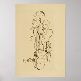 Minimalist Abstract Figurative Line Drawing Vinta Poster