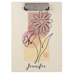 Minimalist abstract flower line art clipboard