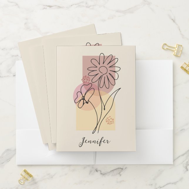 Minimalist abstract flower line art  pocket folder (In Situ)
