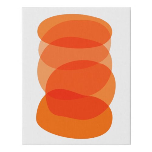 Minimalist Abstract Geometric Art in Orange Faux Canvas Print