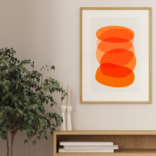 Minimalist Abstract Geometric Art in Orange Poster