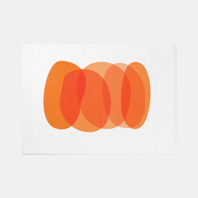 Minimalist Abstract Geometric Art in Orange Rug (Front)