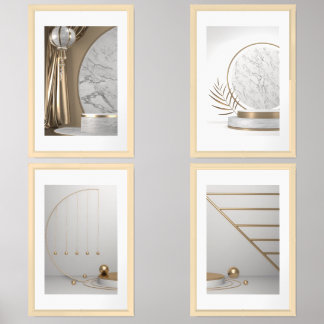 Minimalist Abstract Geometric Elegant Marble Wall Art Sets