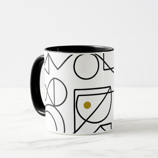 Minimalist Abstract Geometric Line Art Mug (Front Left)