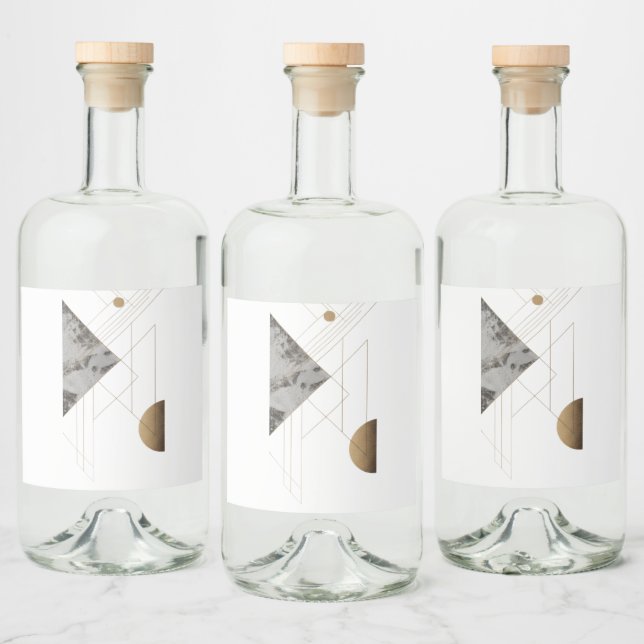 Minimalist Abstract Geometric Nature Design Liquor Bottle Label (Bottles)