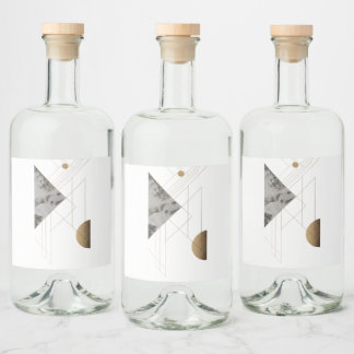 Minimalist Abstract Geometric Nature Design Liquor Bottle Label