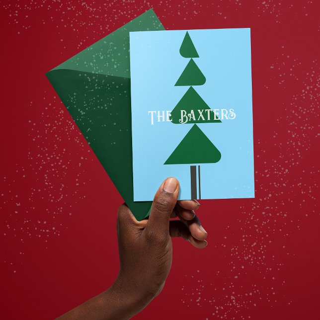 Minimalist Abstract Green Chic Christmas Tree Holiday Card (Creator Uploaded)